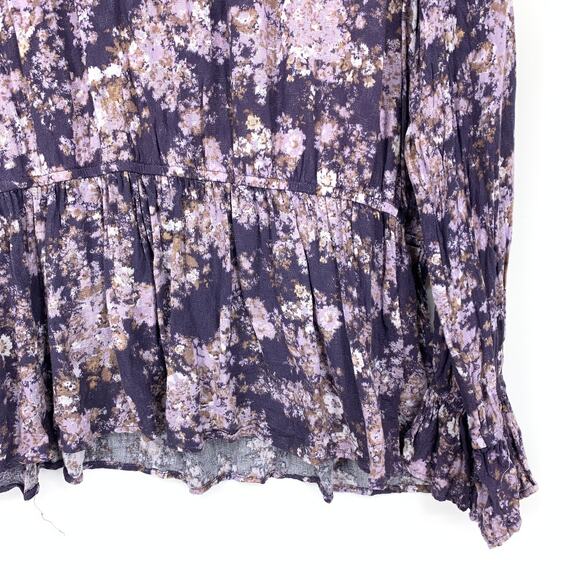 Maurices Lace Inset Blouse Womens Size XXL Long Sleeve Purple Floral Print - Picture 4 of 6